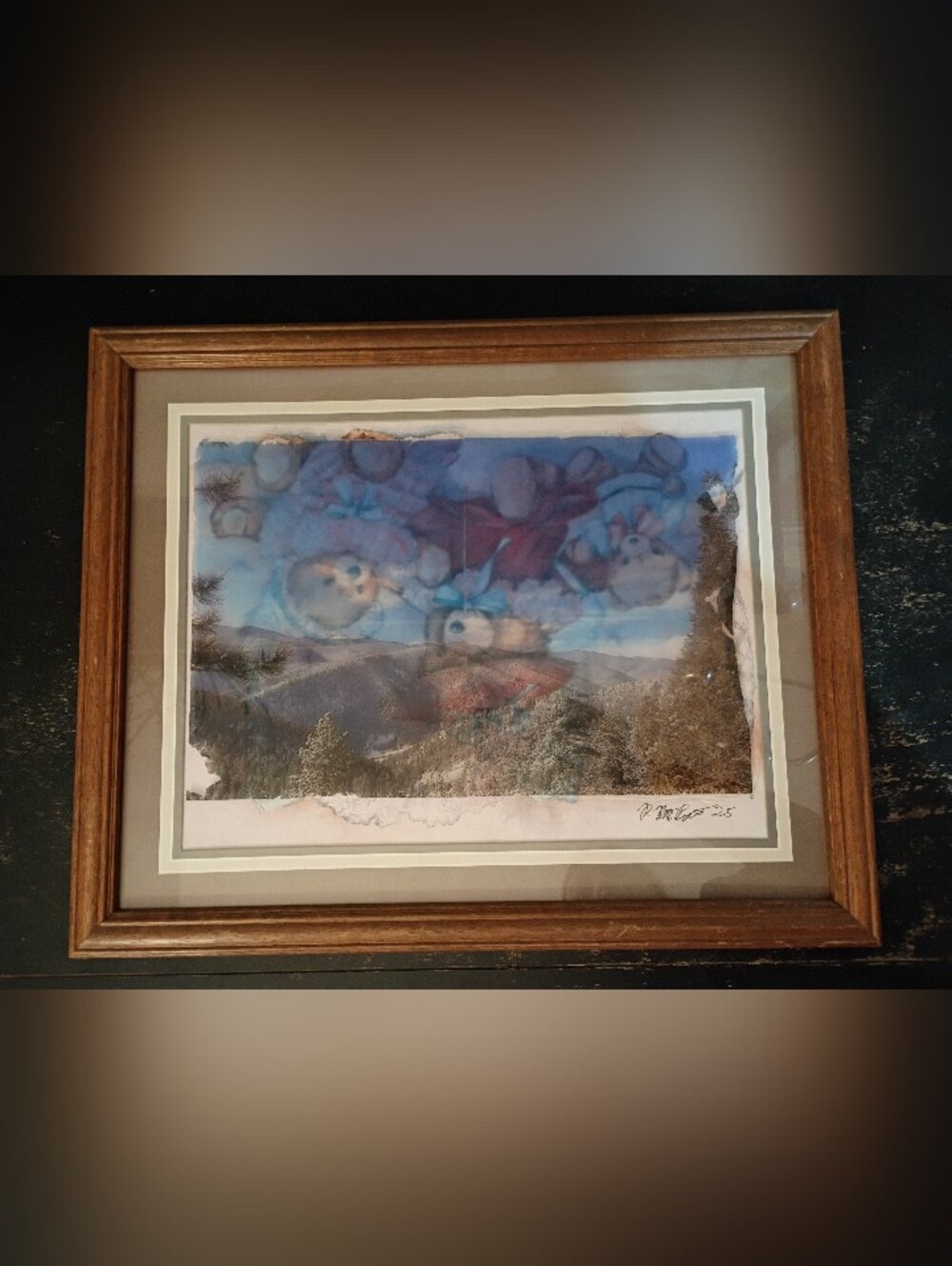 Framed Winter Landscape Wall Art in Blue and White